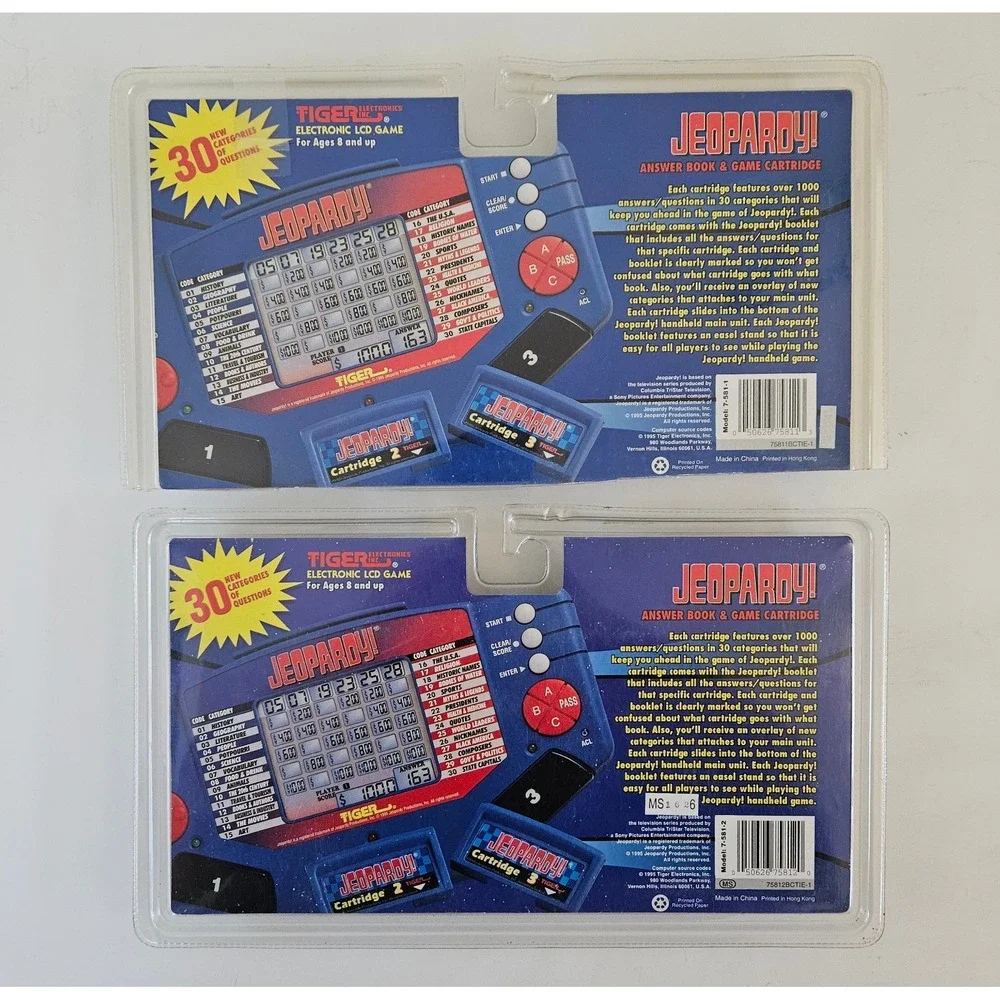 Tiger Electronics Jeopardy Answer Books & Game Cartridges 1 & 2 - Never Used
